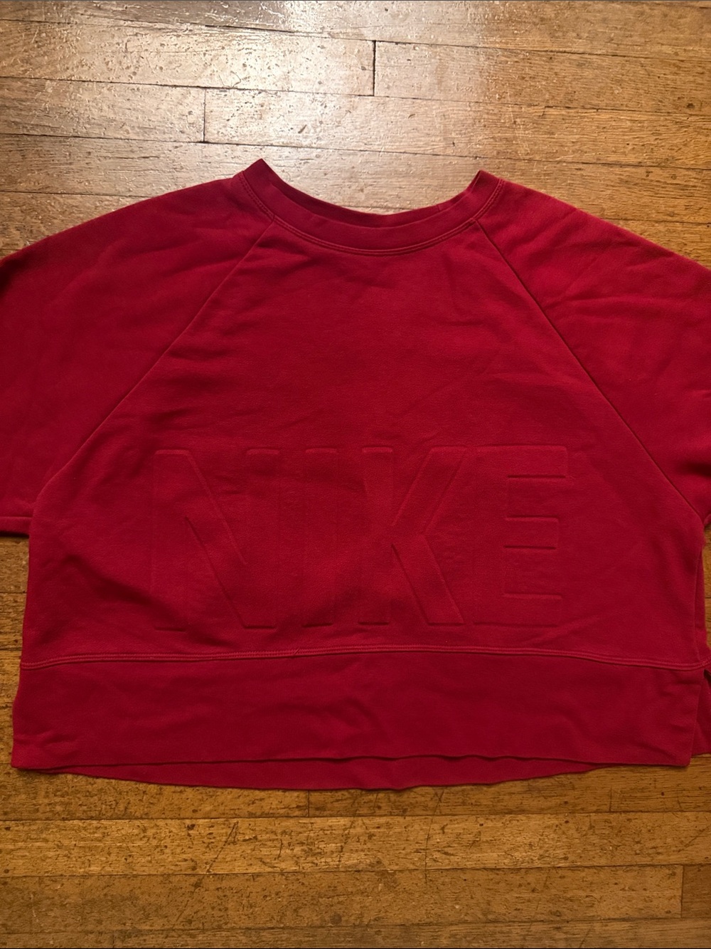Nike cropped dri-fit Red Embossed Logo Crewneck sweatshirt